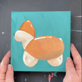 Corgi Balloon Animal Dog 6 x 6" canvas