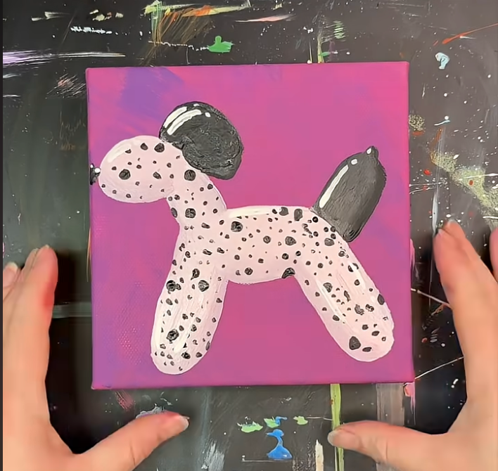 Dalmatian Balloon Animal Dog 6 x 6" canvas